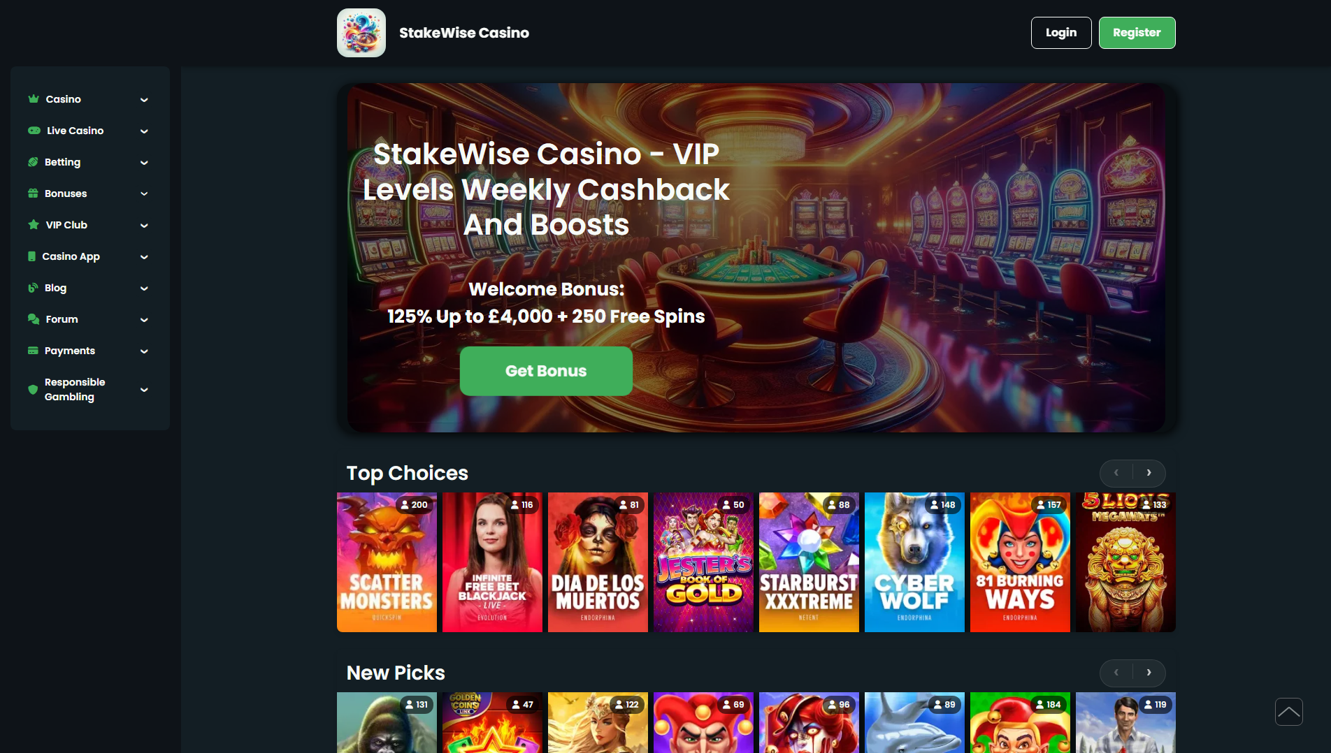 Stored capture of stakewise.casino