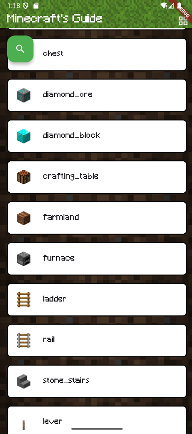 Application Minecraft - Flutter