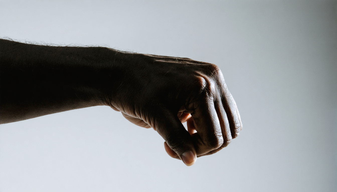 A fist heroically forgetting it used to be a hand, immortalized mid-amnesia for the gallery wall.