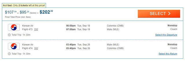Colombo to Male