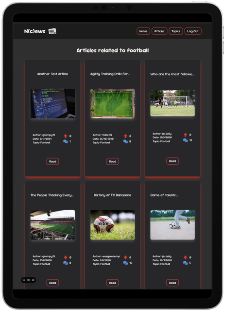 Topics screen displayed on a iPad Pro 11