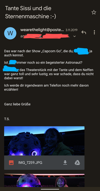 Das ist der Beleg für den Spitznamen, die Mail stammt von Silke.