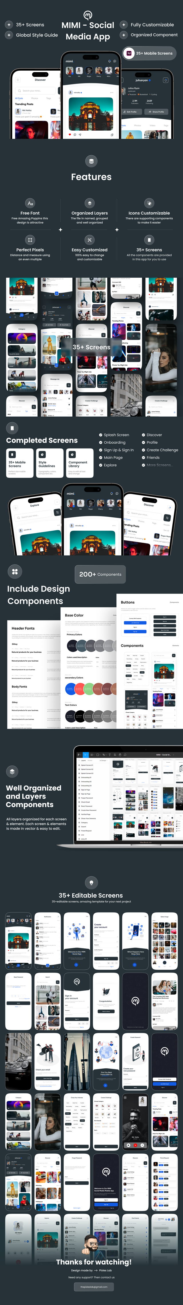 MIMI - Social Media App UI Kit For Adobe Xd