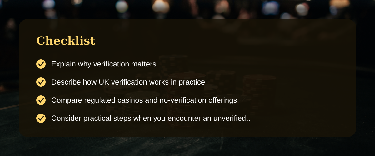 Understanding casino without verification claims — Checklist Understanding casino without verification claims — Checklist