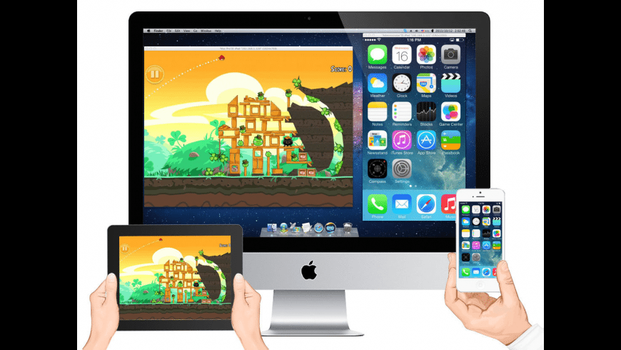 X-Mirage Mac — iOS device mirrored on a Mac display with recording controls