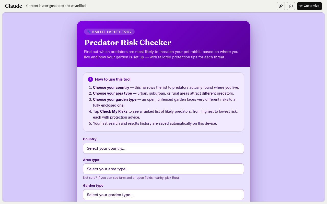 Predator Risk Checker tool preview