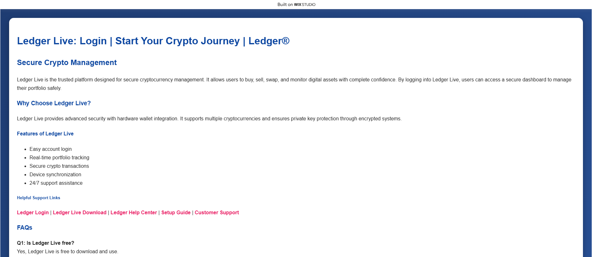 Screenshot of appsldgerlive.wixstudio.com