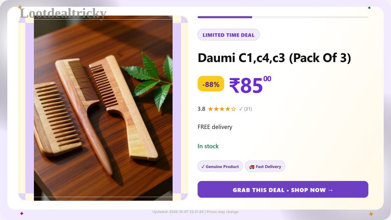Wooden Comb Set – Just ₹85 | Lowest Price Deal Wooden Comb Set – Just ₹85 | Lowest Price Deal
