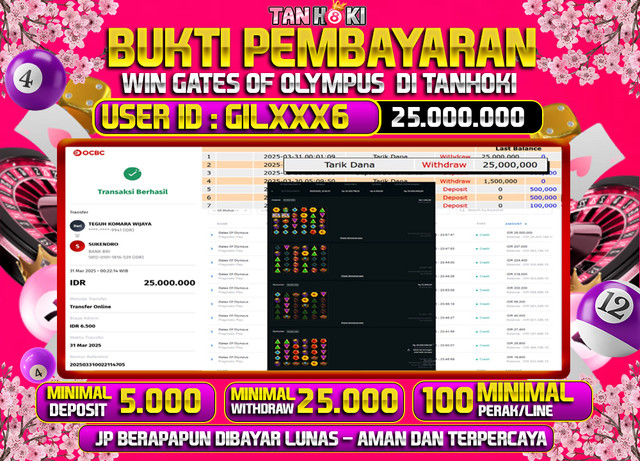 TANHOKI JACKPOT SLOT GATES OF OLYMPUS Rp.25.000.000,- LUNAS