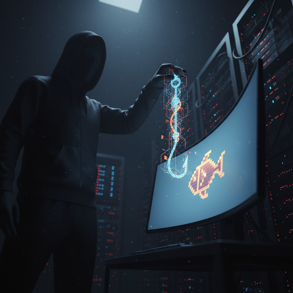تصوير مجازي لهجوم تصيد احتيالي لسرقة بيانات المحفظة الرقمية