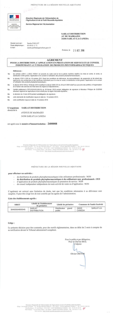 Agrément phyto DRAAF