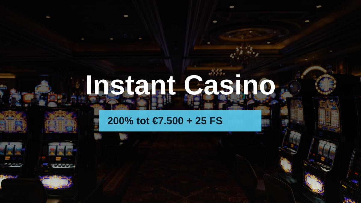 Instant Casino � welkomstbonus 200% tot �7.500 + 25 FS, betalingen: Visa, Mastercard, PayPal, Sofort, Giropay