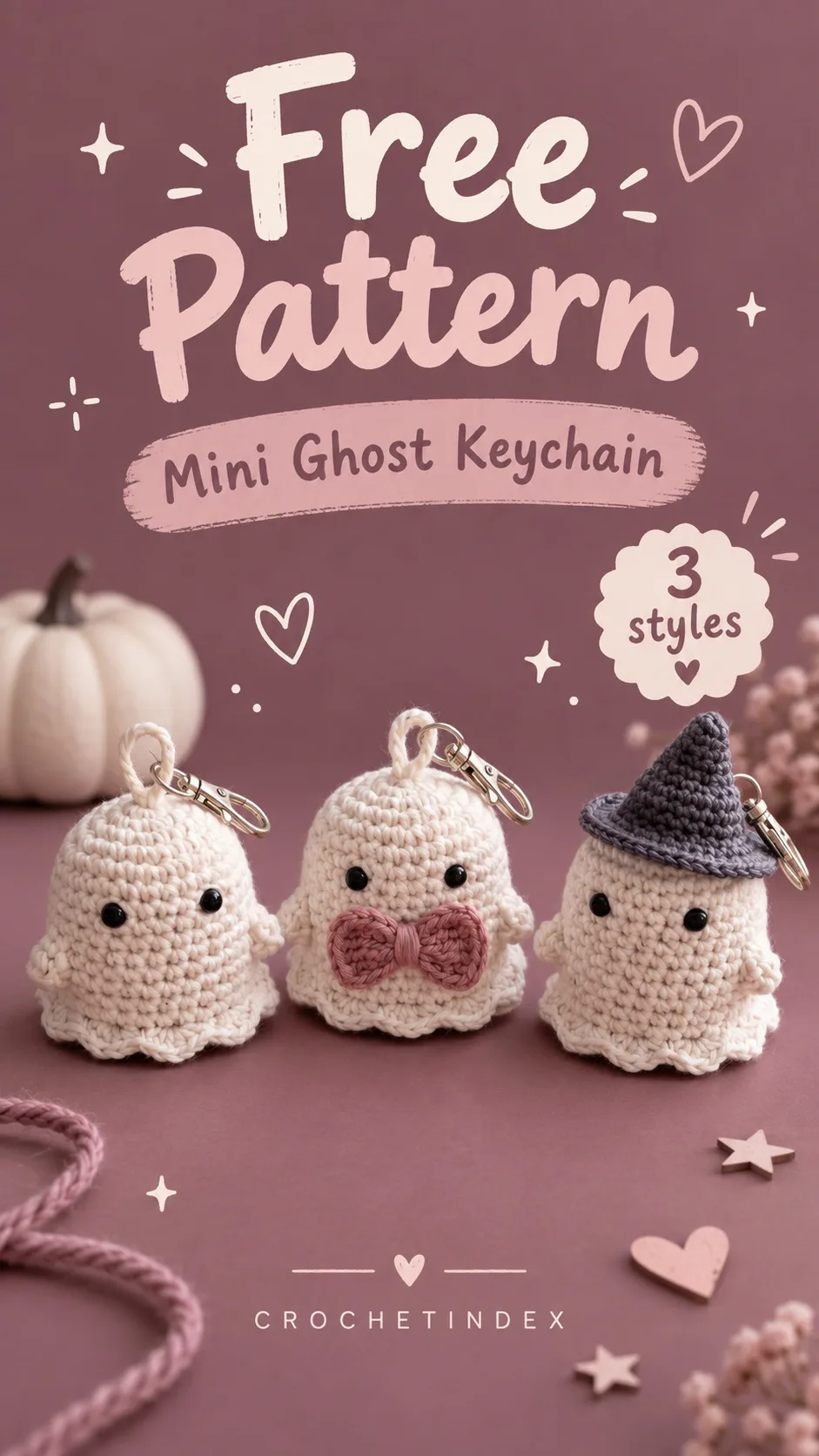 Mini Crochet Ghost Bag Charm Pinterest project poster