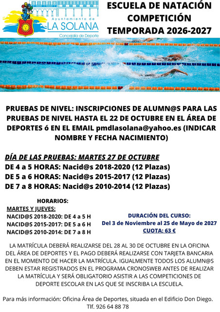 CARTEL ESCUELA NATACION COMPETICION