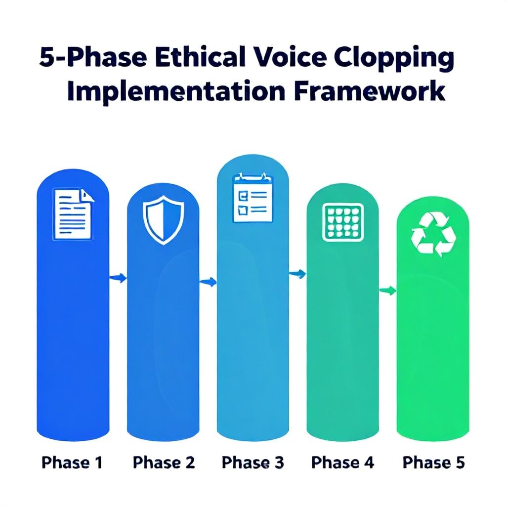 Infographic of the 5-Phase Ethical Voice Cloning Implementation Framework