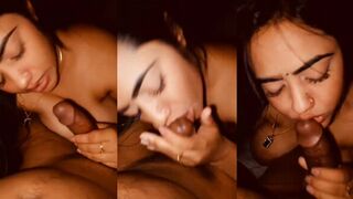 Newlywed Tamil wife’s first time shy blowjob turns passionate