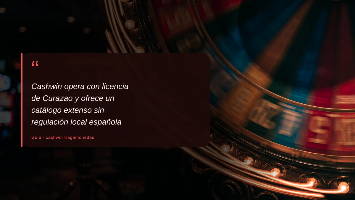 Cashwin opera con licencia de Curazao y ofrece un catálogo extenso sin regulación local española