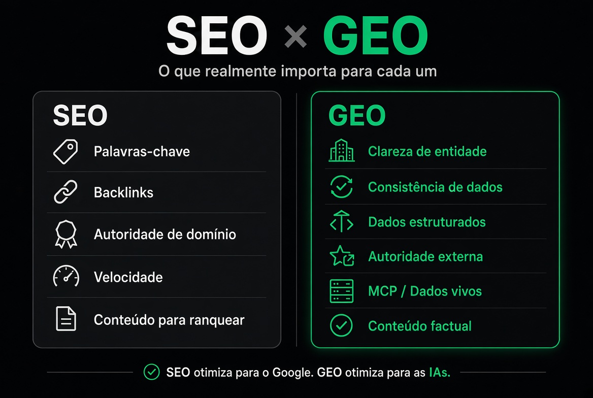 Comparativo SEO Tradicional vs GEO – Generative Engine Optimization