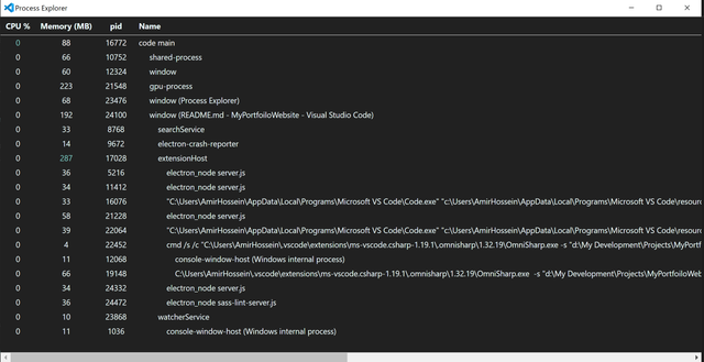 Process Explorer Screenshot