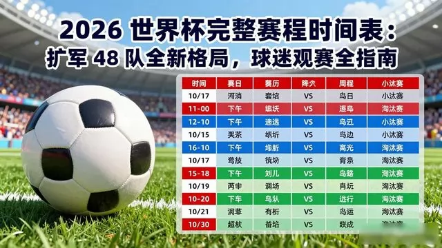 2026 世界杯完整赛程时间表：扩军 48 队全新格局，球迷观赛全指南