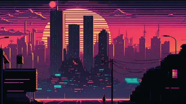 8bit cyberpunk city softwmaster 1920x1080