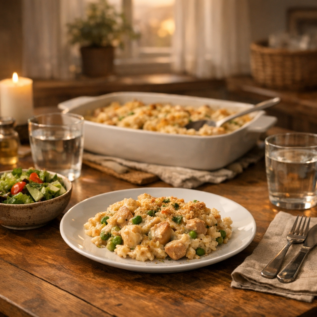 Easy Creamy Chicken Casserole (Family Favorite) finished dish