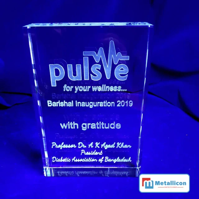 Engraved Custom Design Rectangular Crystal Block