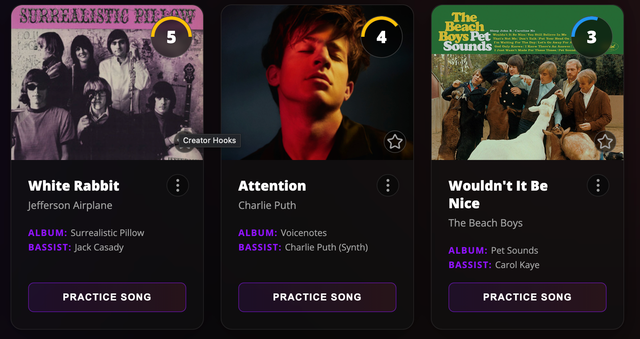 Songs graded by difficulty