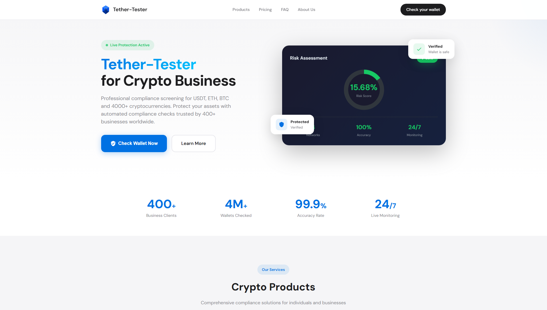 Screenshot of tether-tester.com