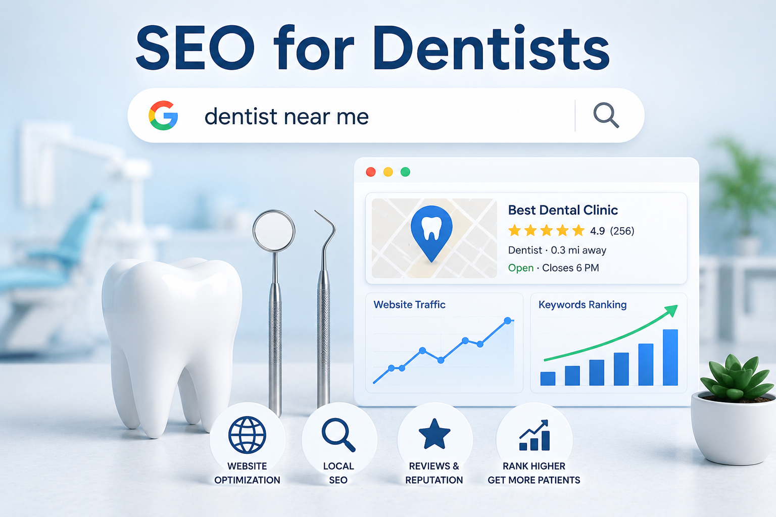 Dental website trust and patient booking concept