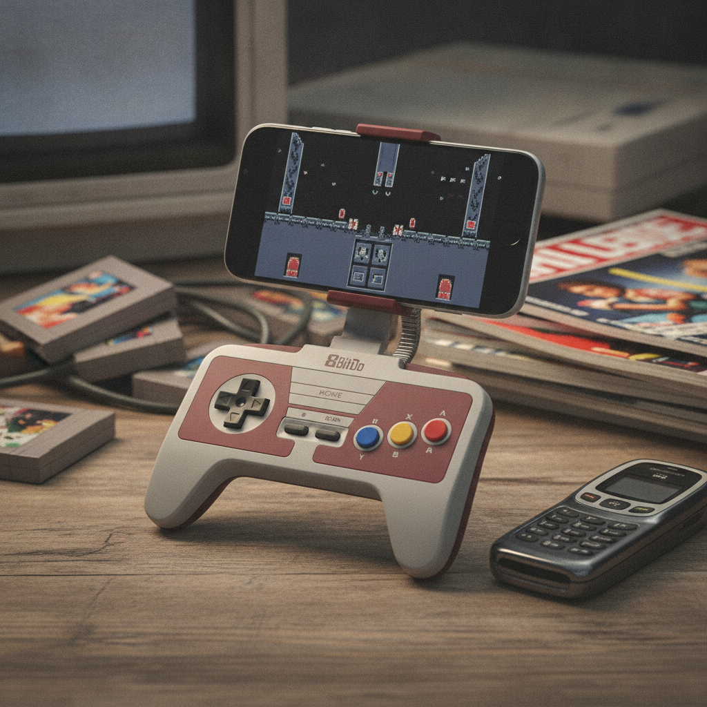 A sleek, dedicated phone controller from 8BitDo, designed to cradle a smartphone for enhanced mobile gaming.