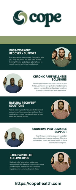 Chronic pain wellness solutions tailored to your history, symptoms and goals. Licensed clinicians assess your condition and guide personalized, prescription-based care when appropriate. Take the first step toward lasting comfort and join the waitlist. Visit at:https://copehealth.com/