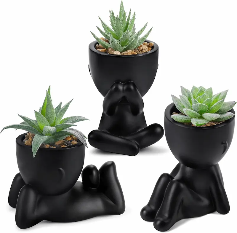 Der Rose 3pcs Artificial Succulent Plants | Aesthetic Indoor Decor for Bathroom, Bedroom & Home