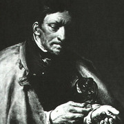 Слуга со штофом считающий деньги 1840 е