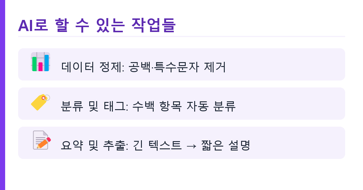 ChatGPT로 엑셀 자동화하기 (수식 없이 데이터 정리 완성) 도식