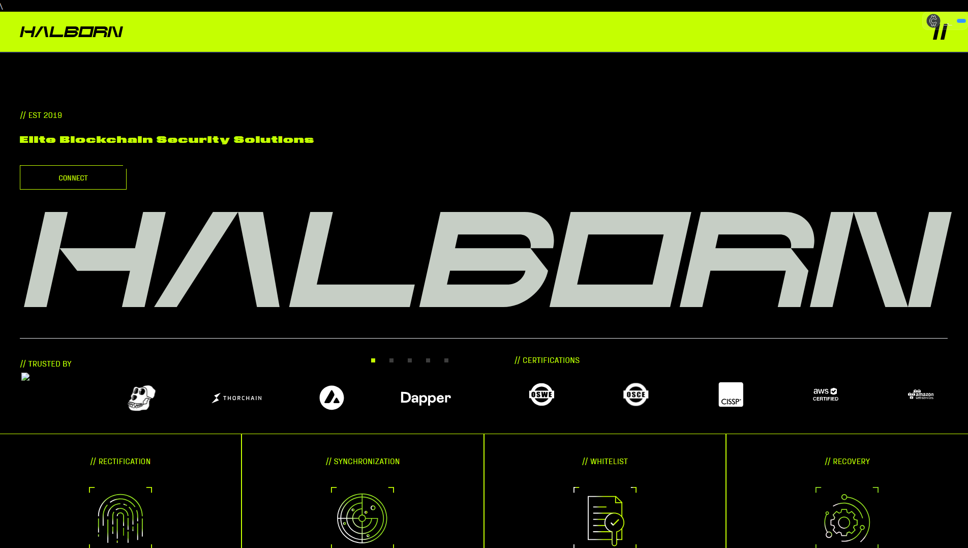 Forensic screenshot of halbornblockchainsolution.pages.dev showing the phishing page layout
