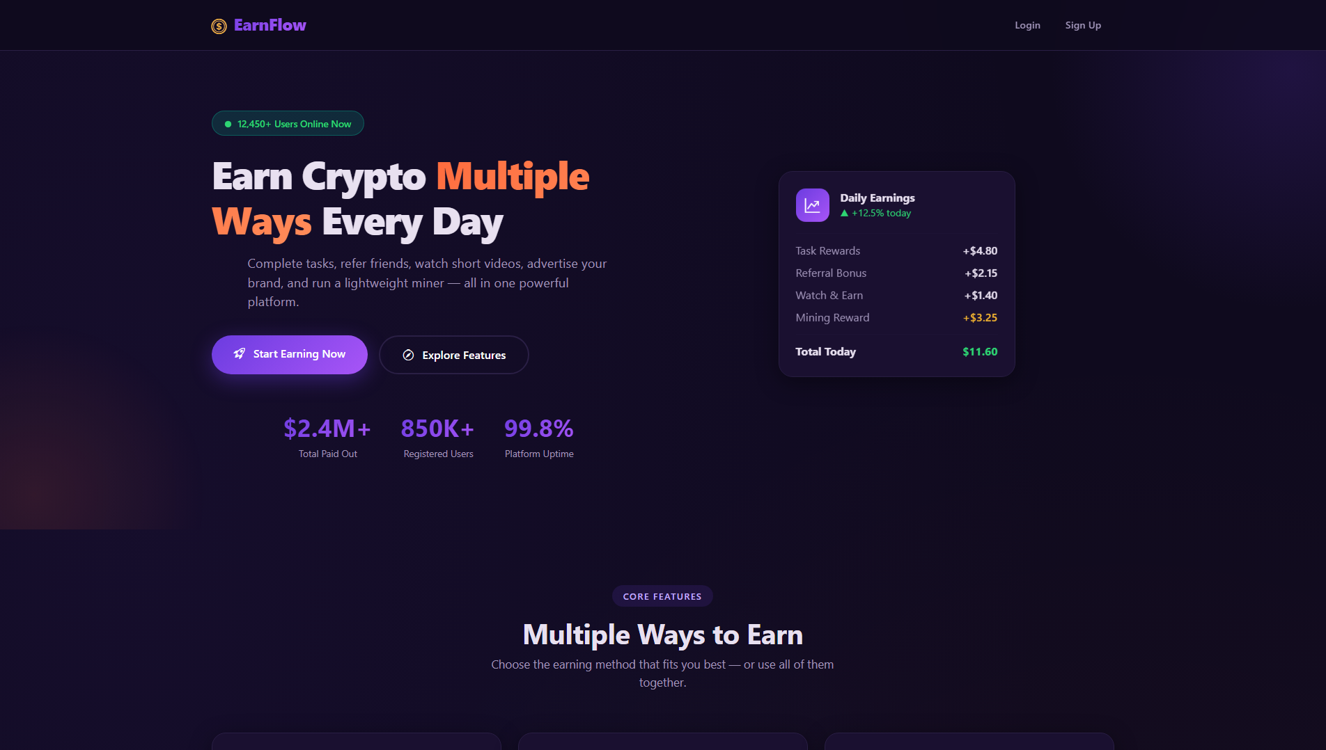 Screenshot of earnflow.top