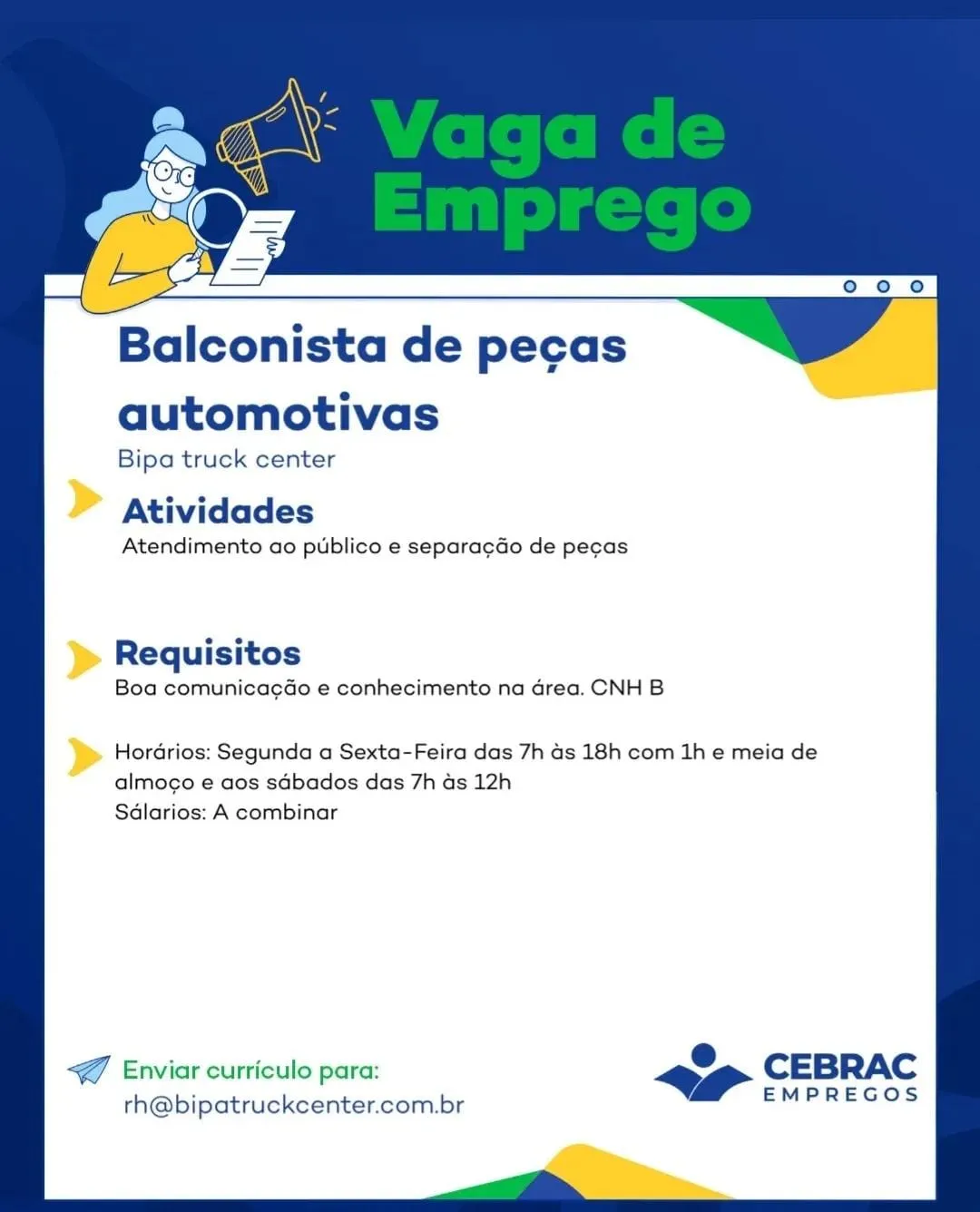 Balconista De Pe&Ccedil;as Automotivas