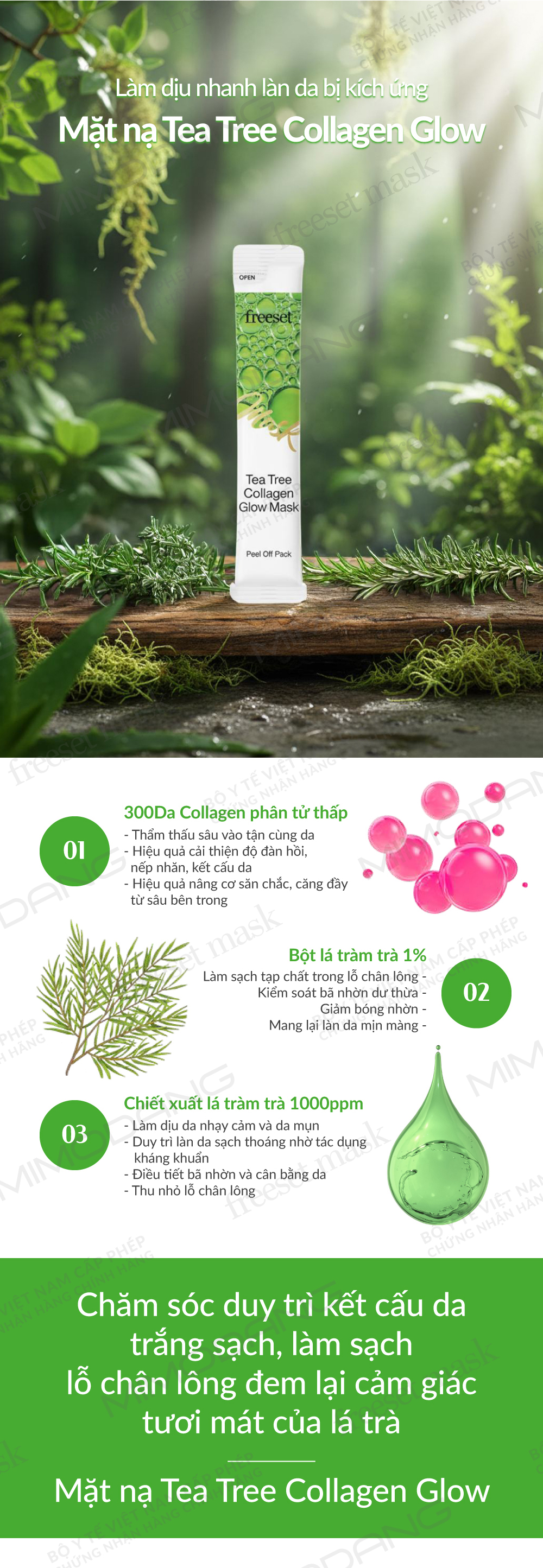 Quickly soothes irritated skin Tea Tree Collagen Glow Mask (Product: Tea Tree Collagen Glow Mask — Peel Off Pack)