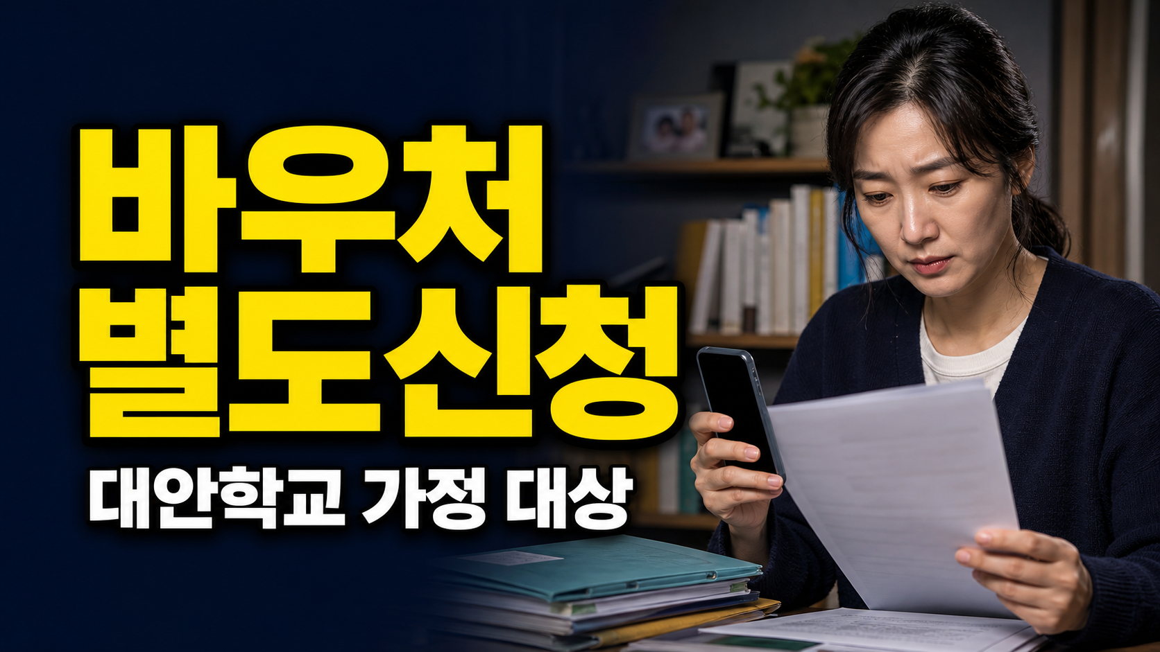 선정됐는데 안 들어온 2026 교육급여 바우처, 대안학교 가정이 놓치기 쉬운 별도 신청 관련 핵심 정보를 상징적으로 보여주는 썸네일 이미지