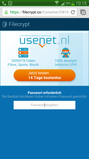 Passwort geschützt / Chrome 35.x