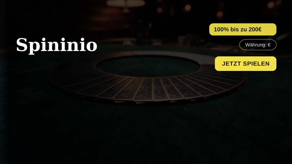 Spininio Casino — Willkommensbonus 100% bis zu 200€