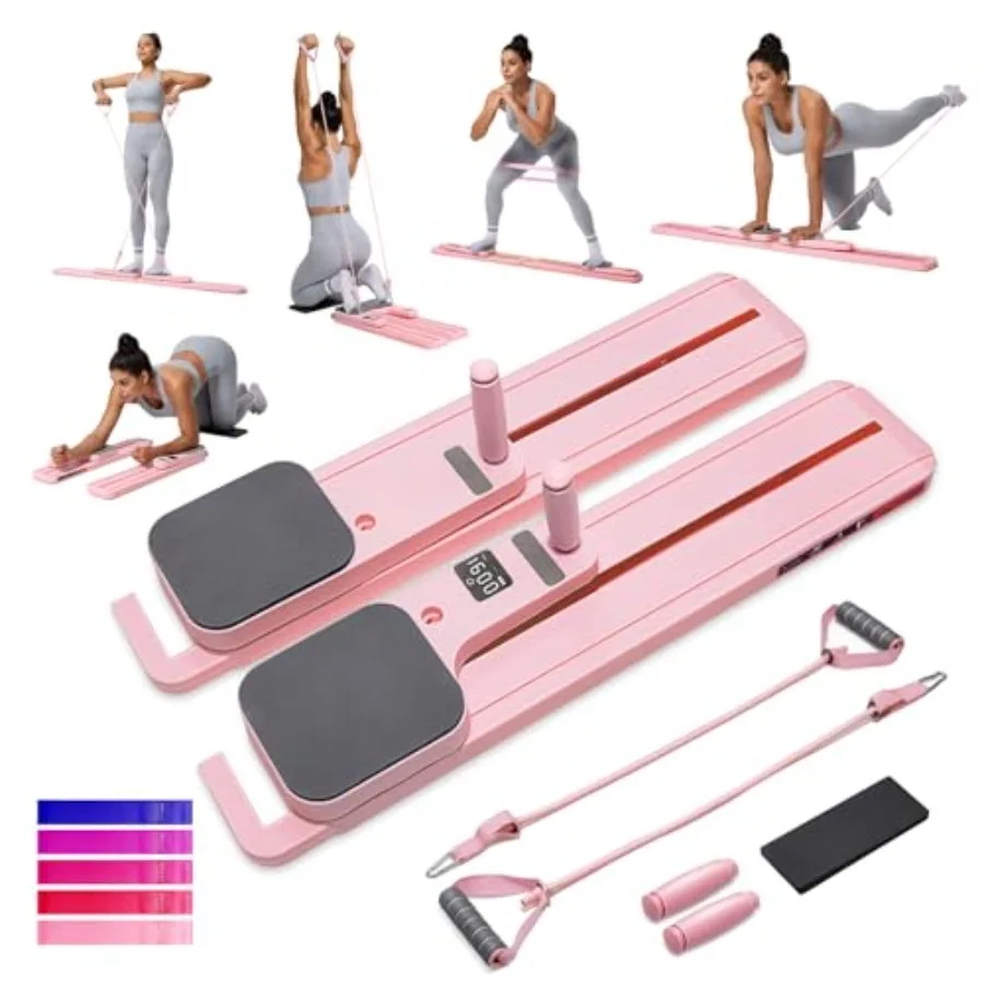 Portable Pilates Reformer Set for Women Multi-Functional Pilates Exercise Board with Resistance Bands for Home Workouts Core St