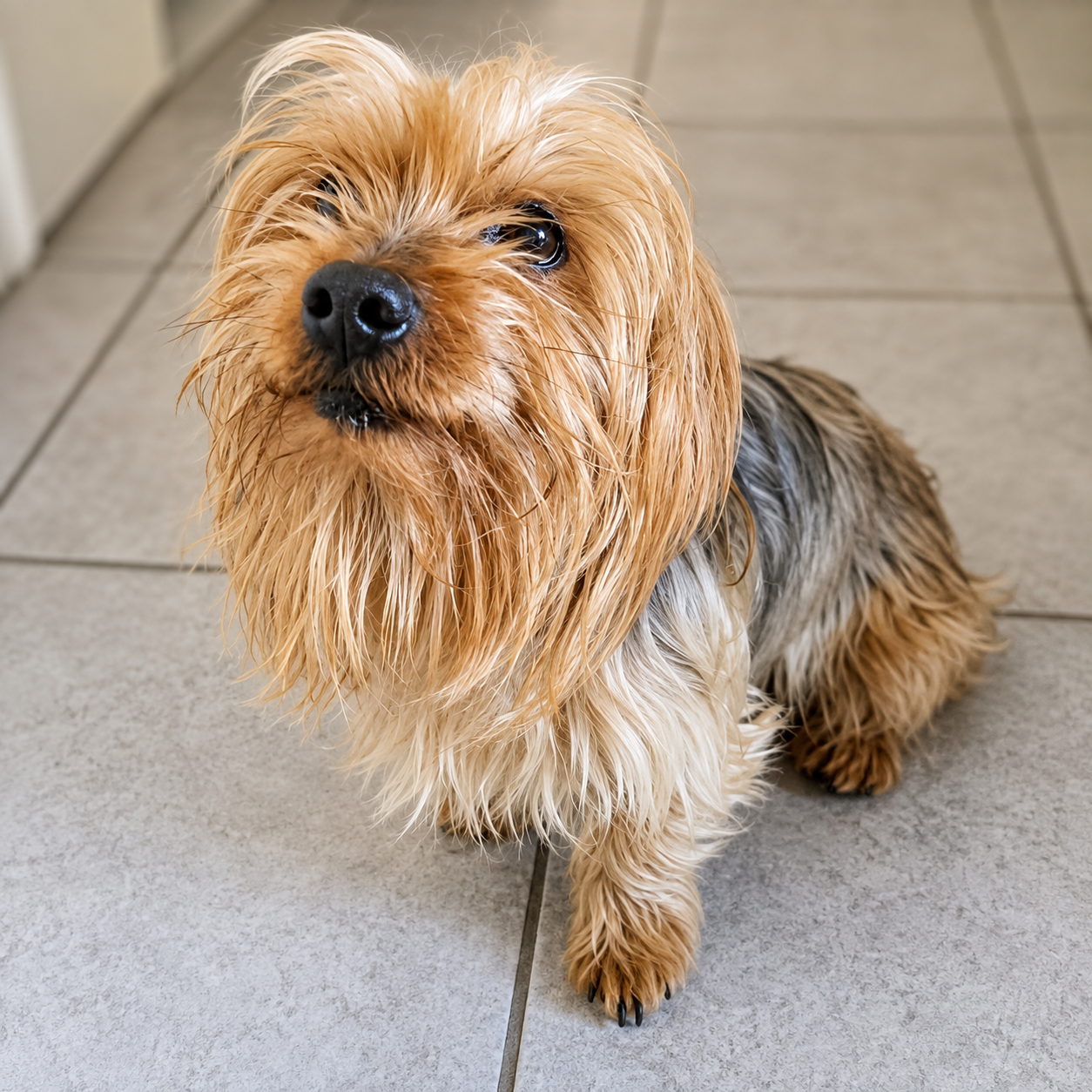 Sheldon, a friendly 7-year-old male Yorkshire Terrier rescue dog in Evander, Mpumalanga