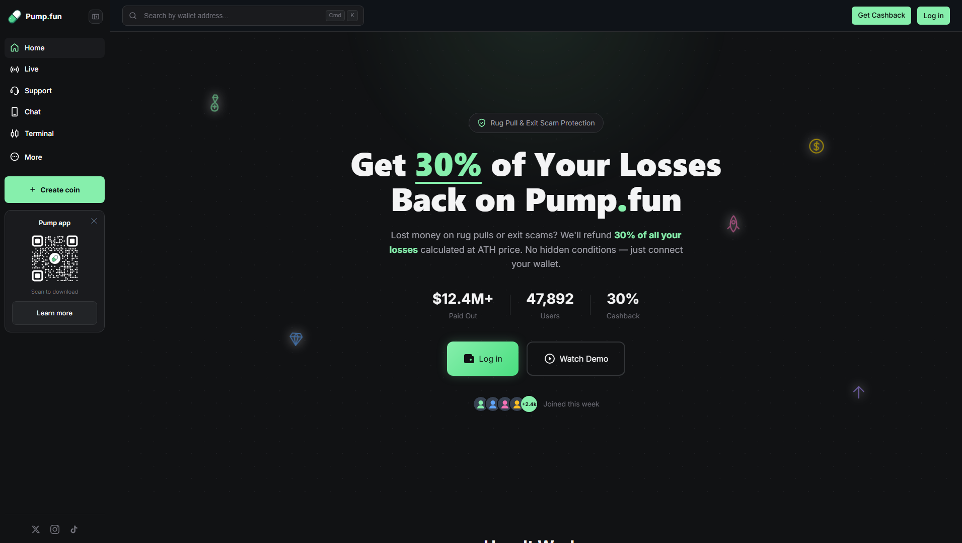 Screenshot of pump-cashbacks.fun