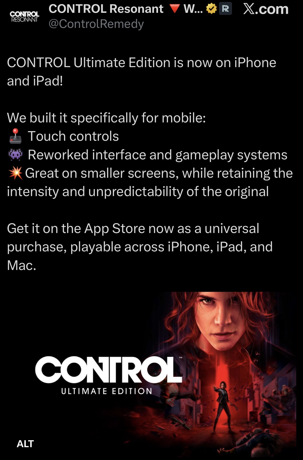 Control Ultimate Edition launches on the App Store | Only $5 | ResetEra