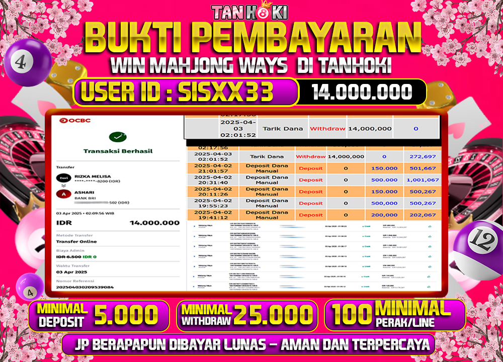 TANHOKI JACKPOT SLOT MAHJONG WAYS Rp.14.000.000,- LUNAS