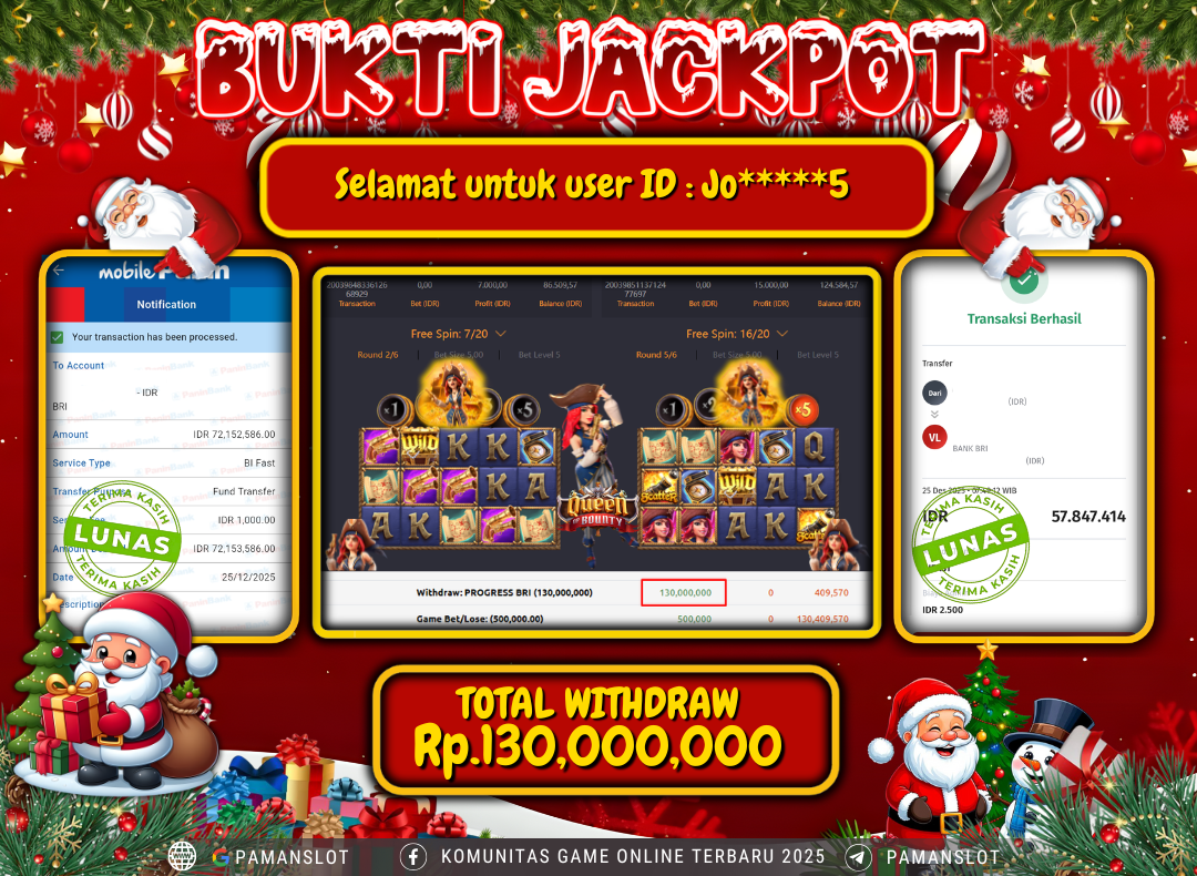PAMANSLOT JACKPOT Game PG - Queen Bounty Rp.130,000,000- LUNAS