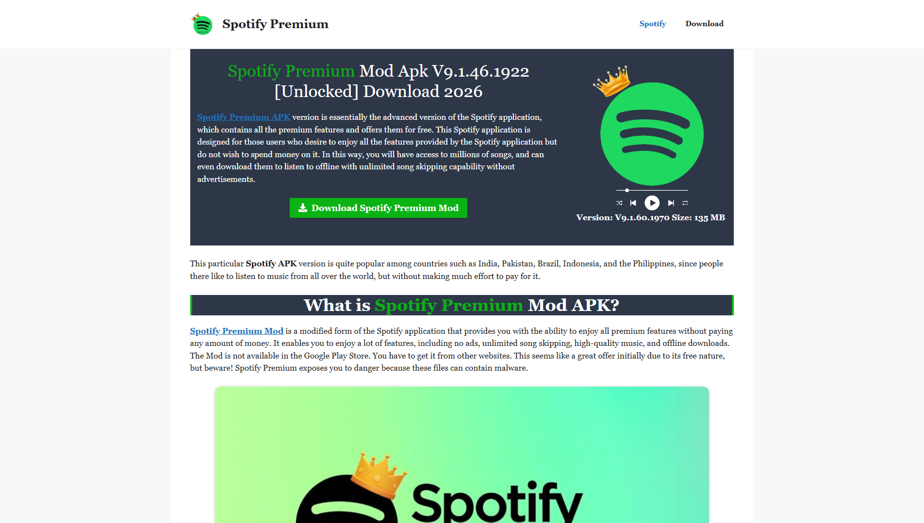Stored capture of spotifypremium-apk.in