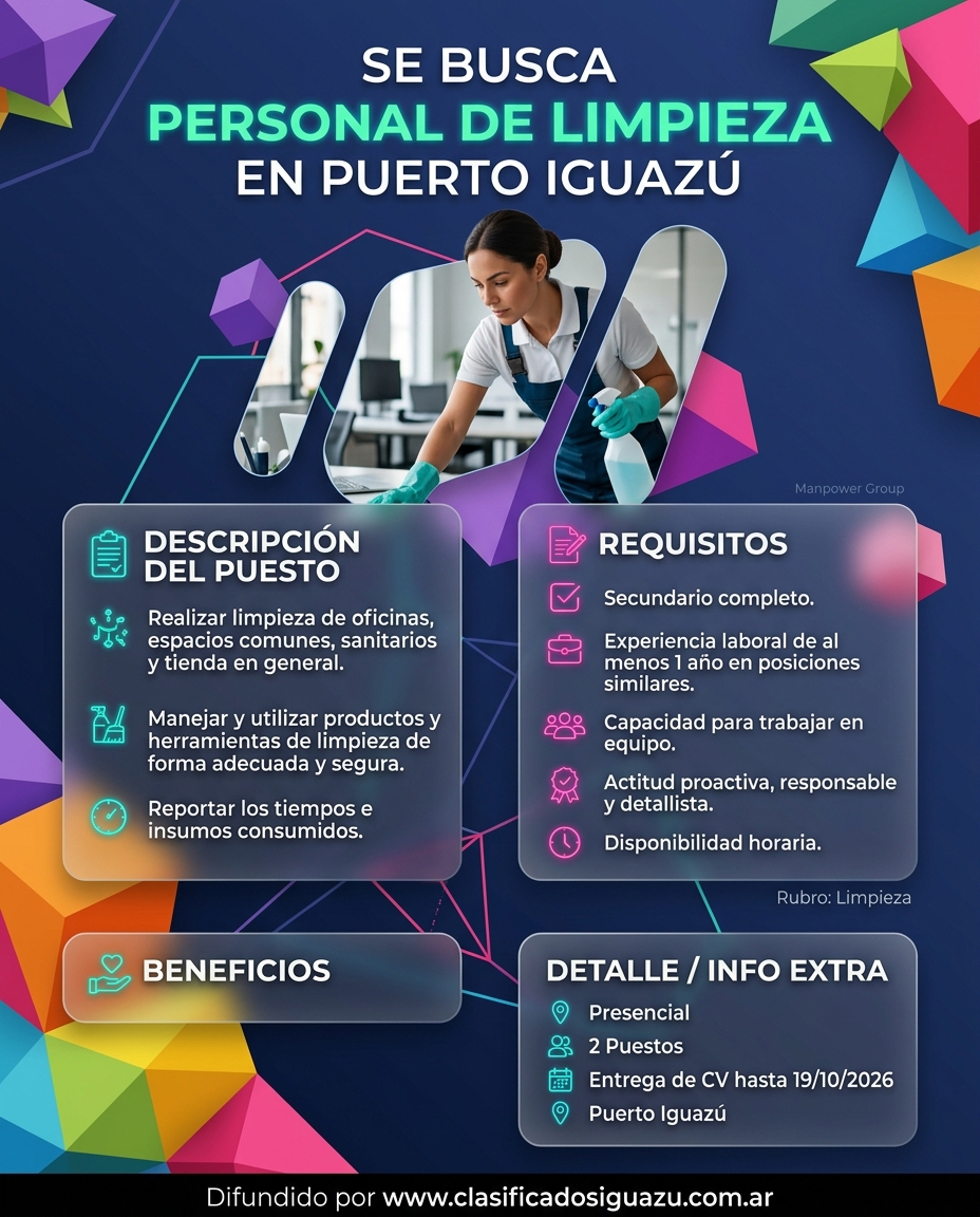 Se Busca Personal de Limpieza en Puerto Iguazu